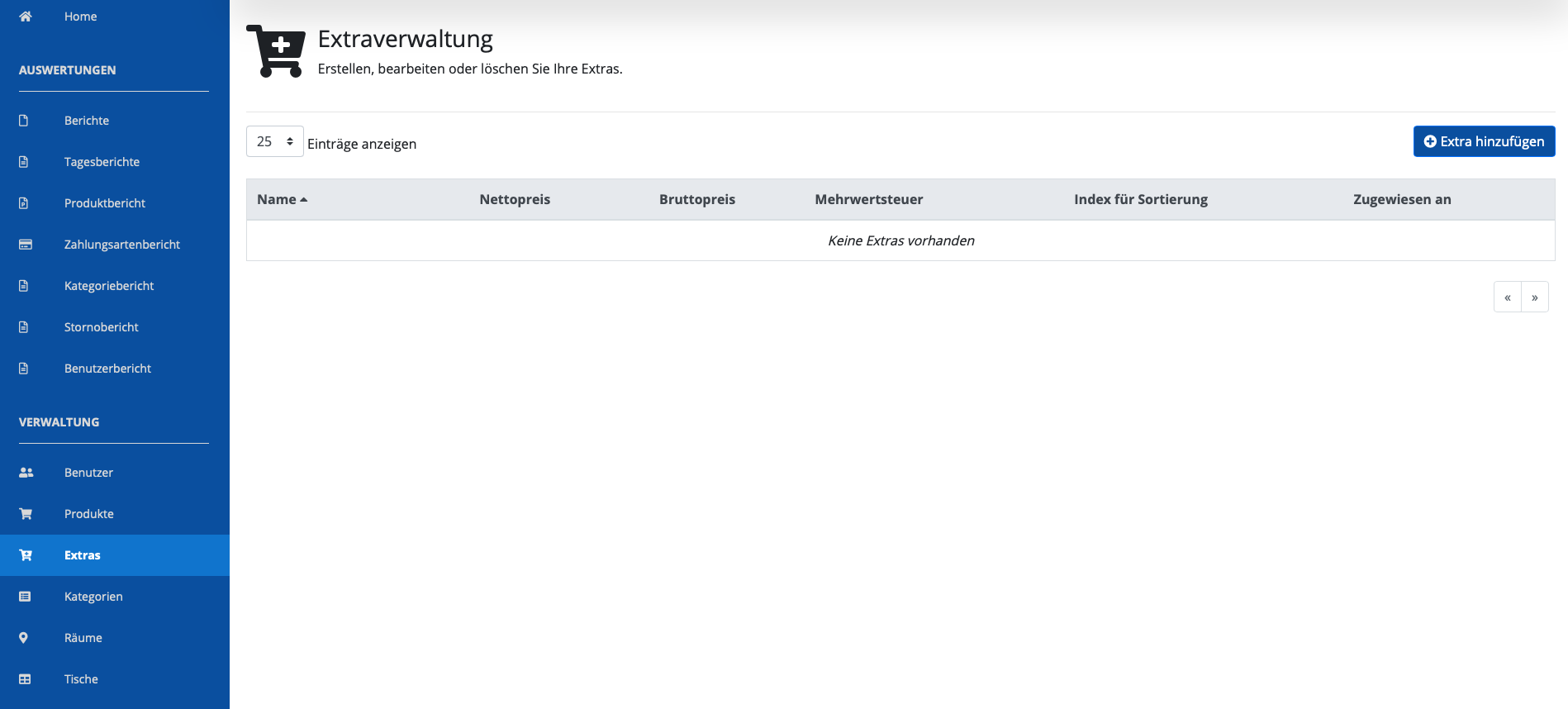 Extras Übersicht