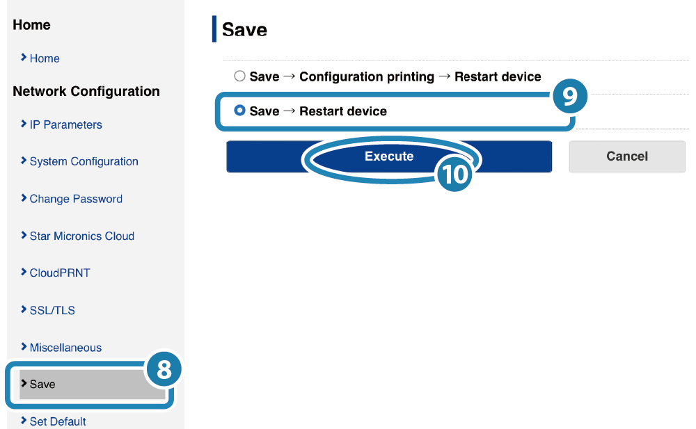 Save Restart device ausführen