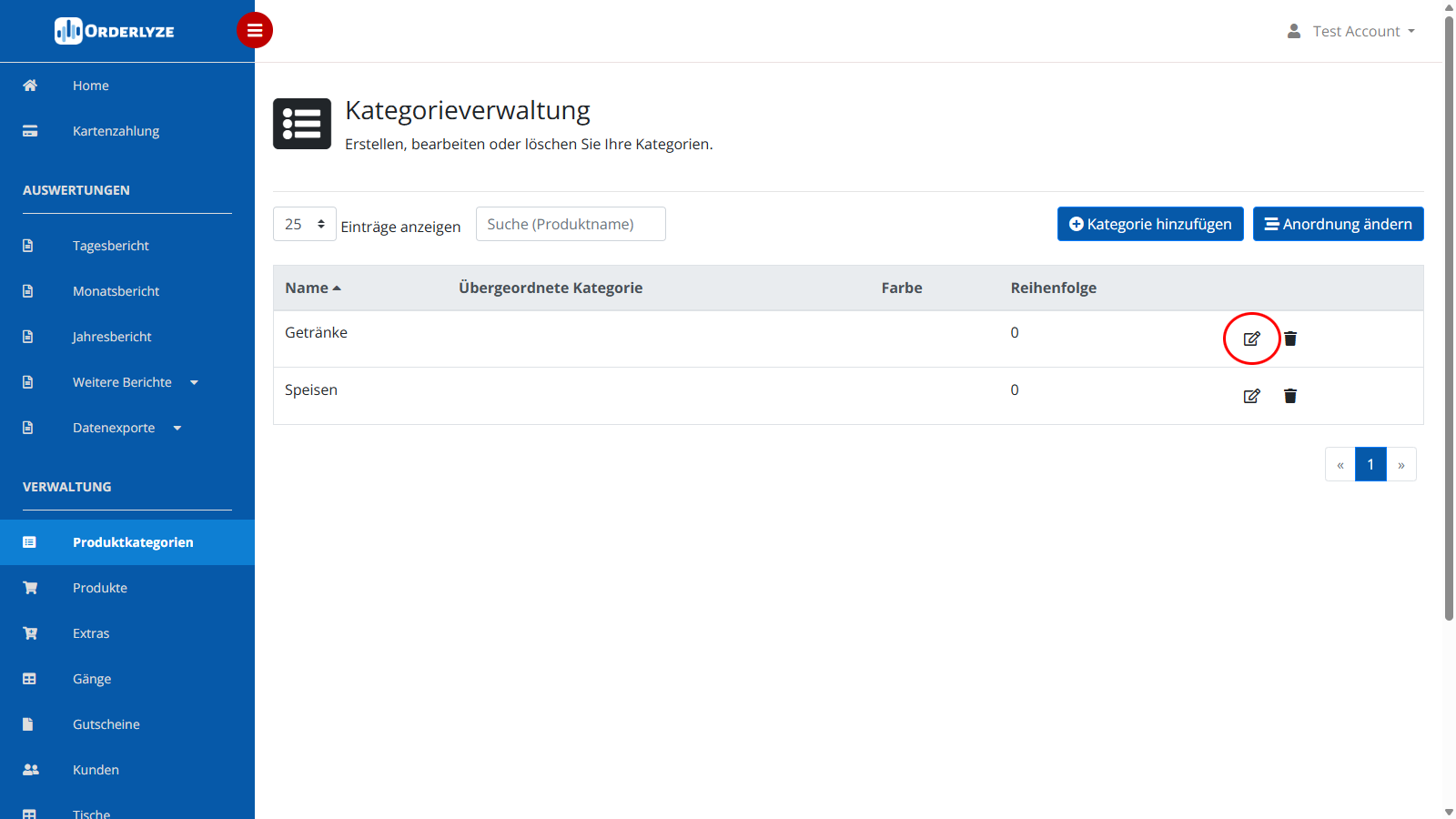 Kategorie bearbeiten Button