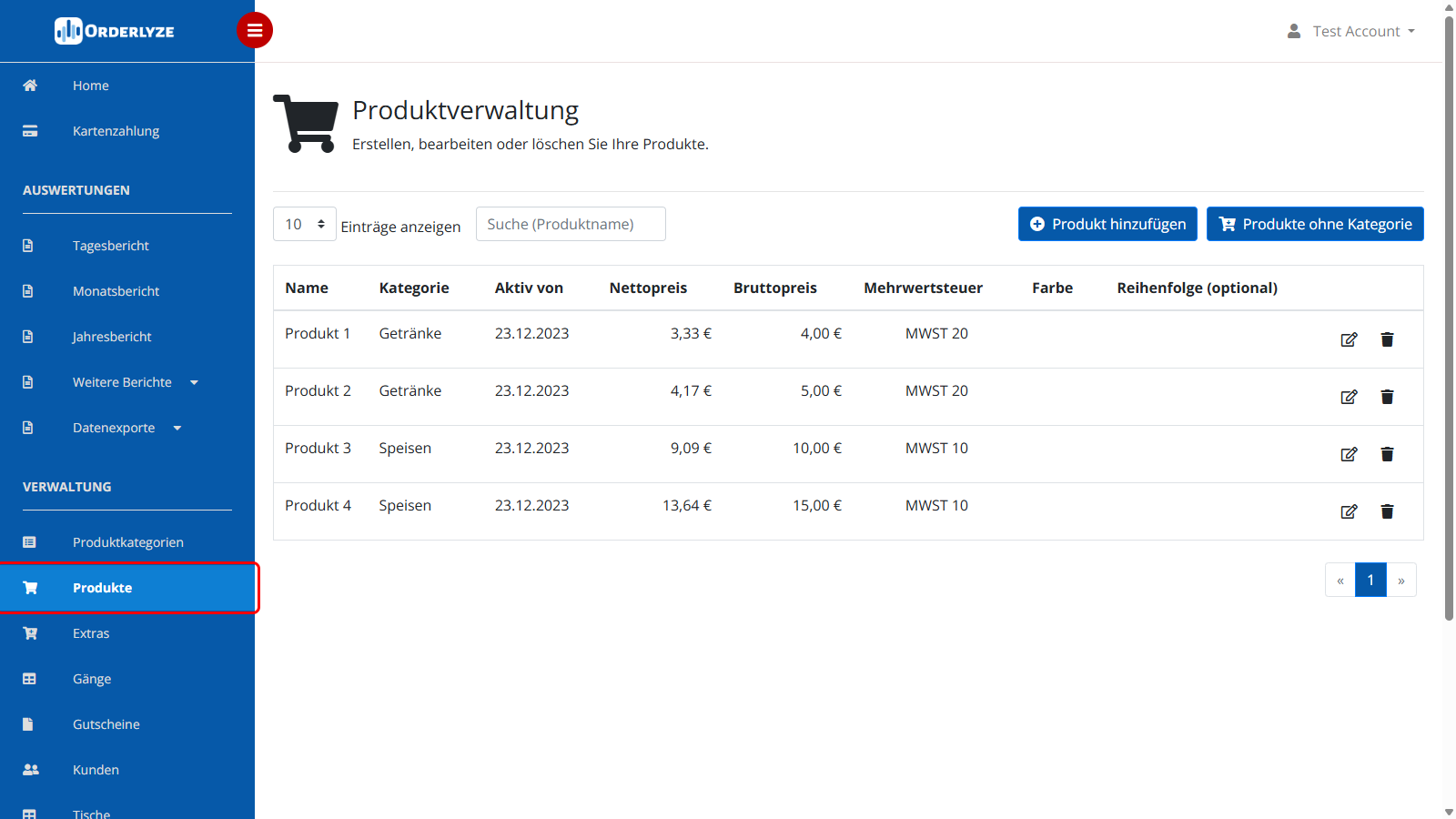 Produkte Übersicht