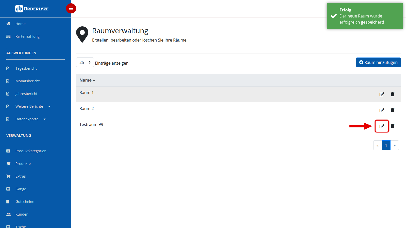 Raum bearbeiten Button