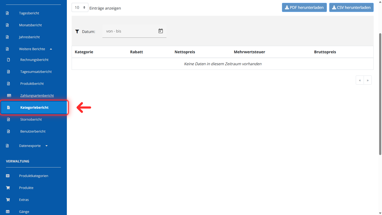 Kategoriebericht in der Sidebar