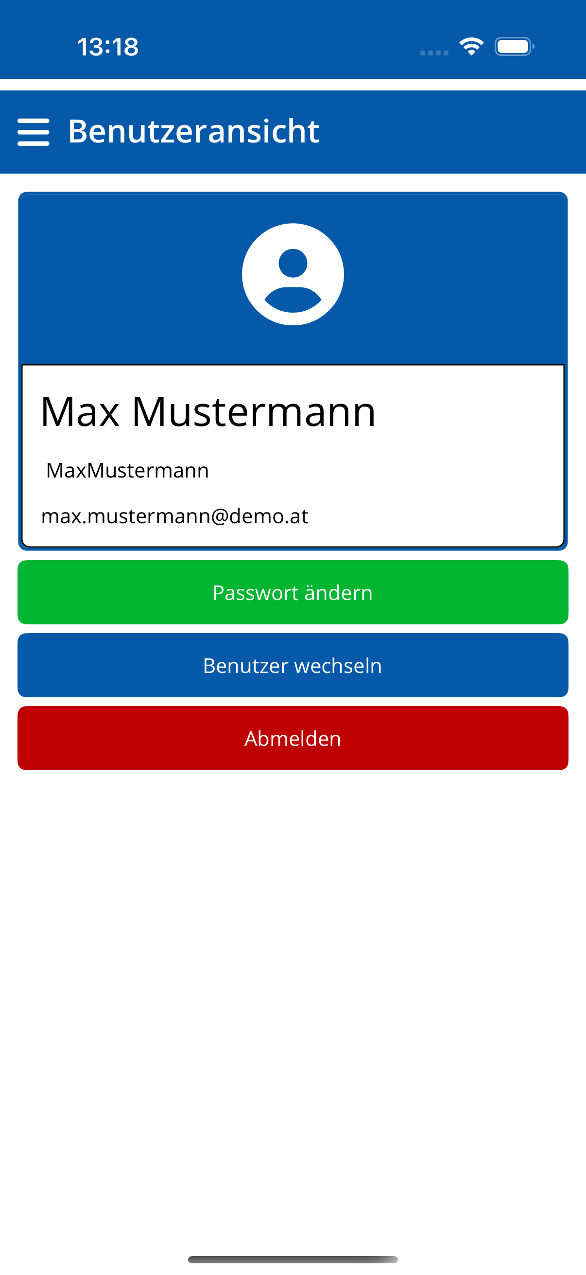 Benutzeransicht (Handy)