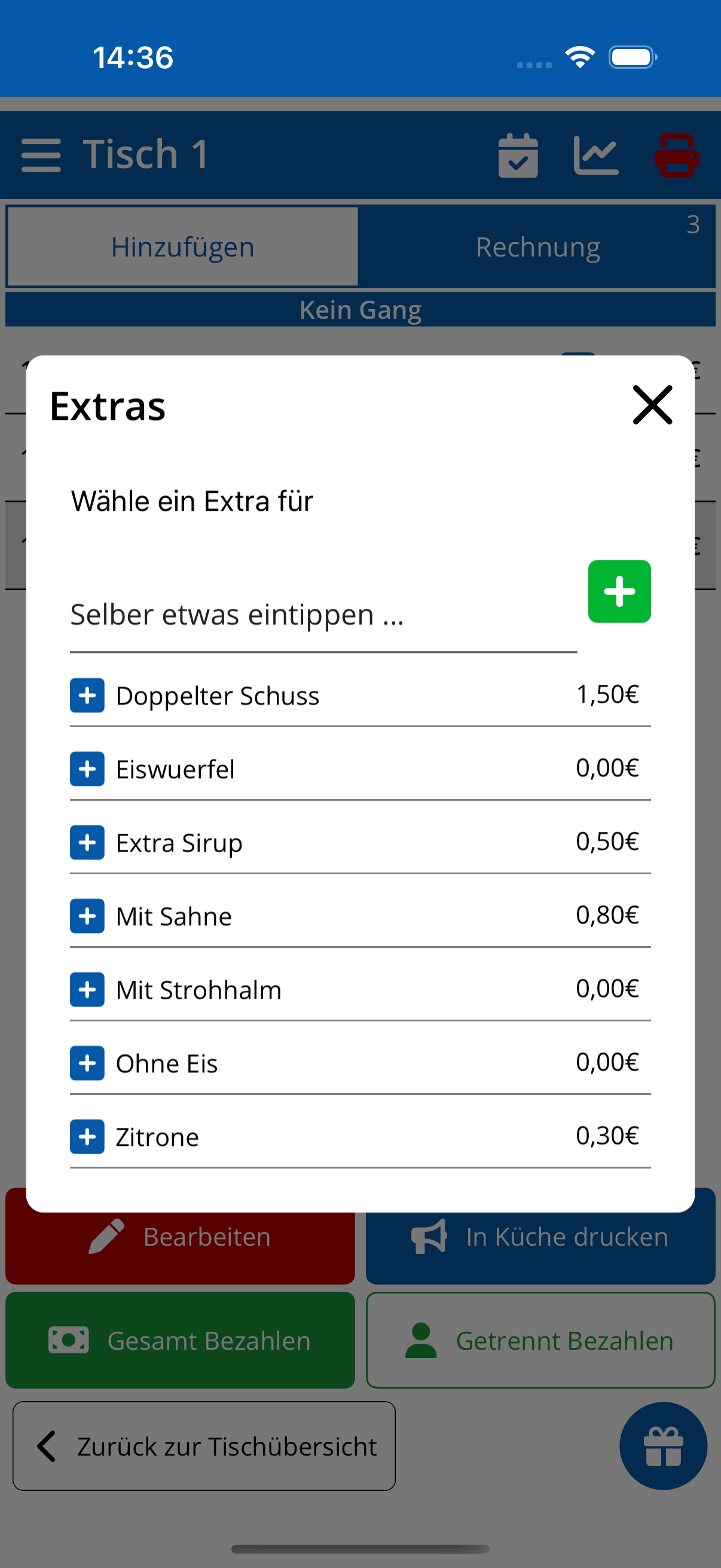 Extras hinzufügen (Handy)