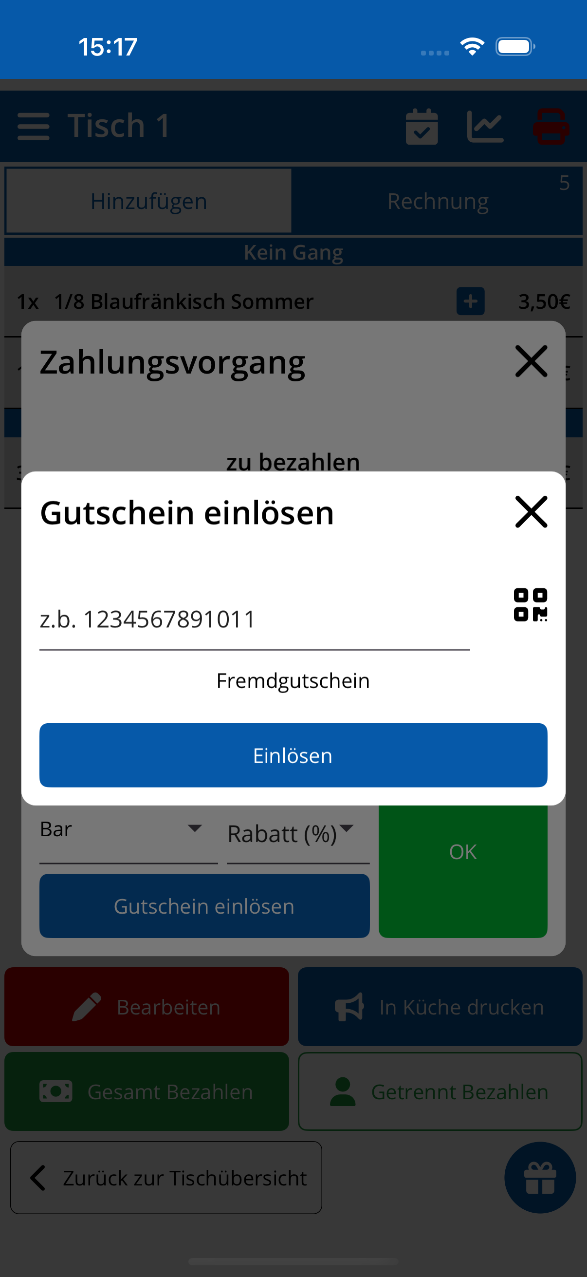 Gutschein einlösen (Handy)