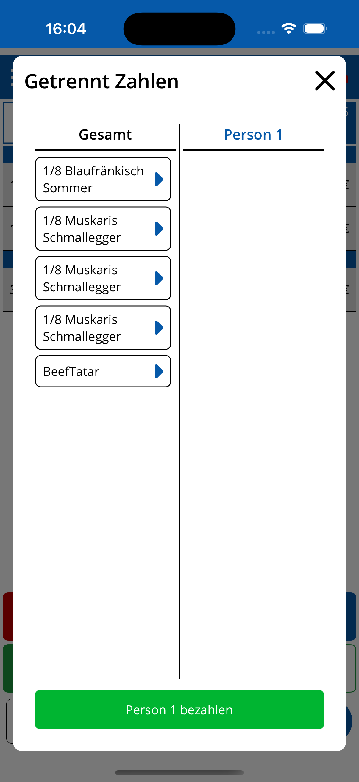 Getrennt Bezahlen (Handy)