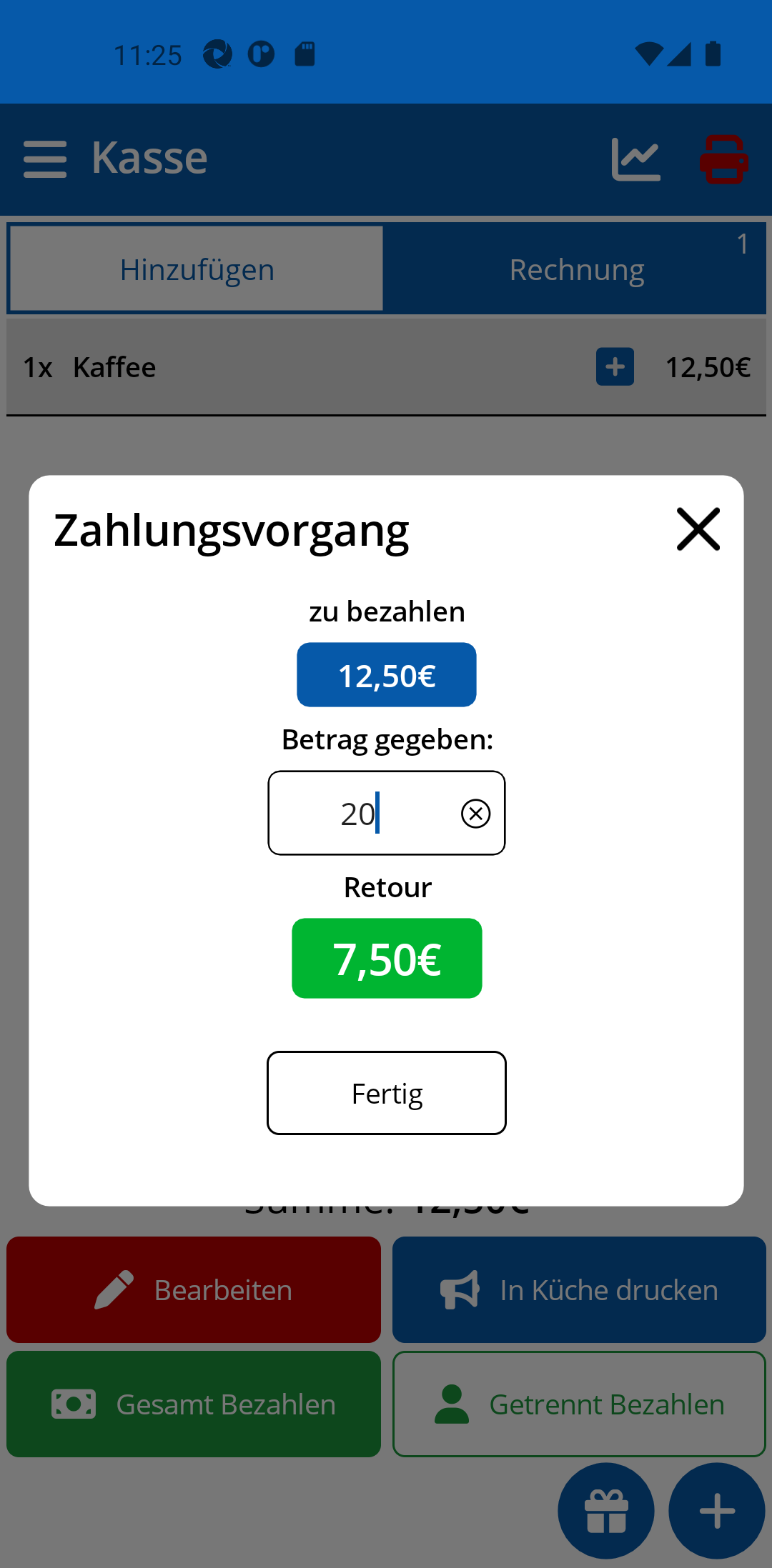 Rückgeld-Rechner (Handy)