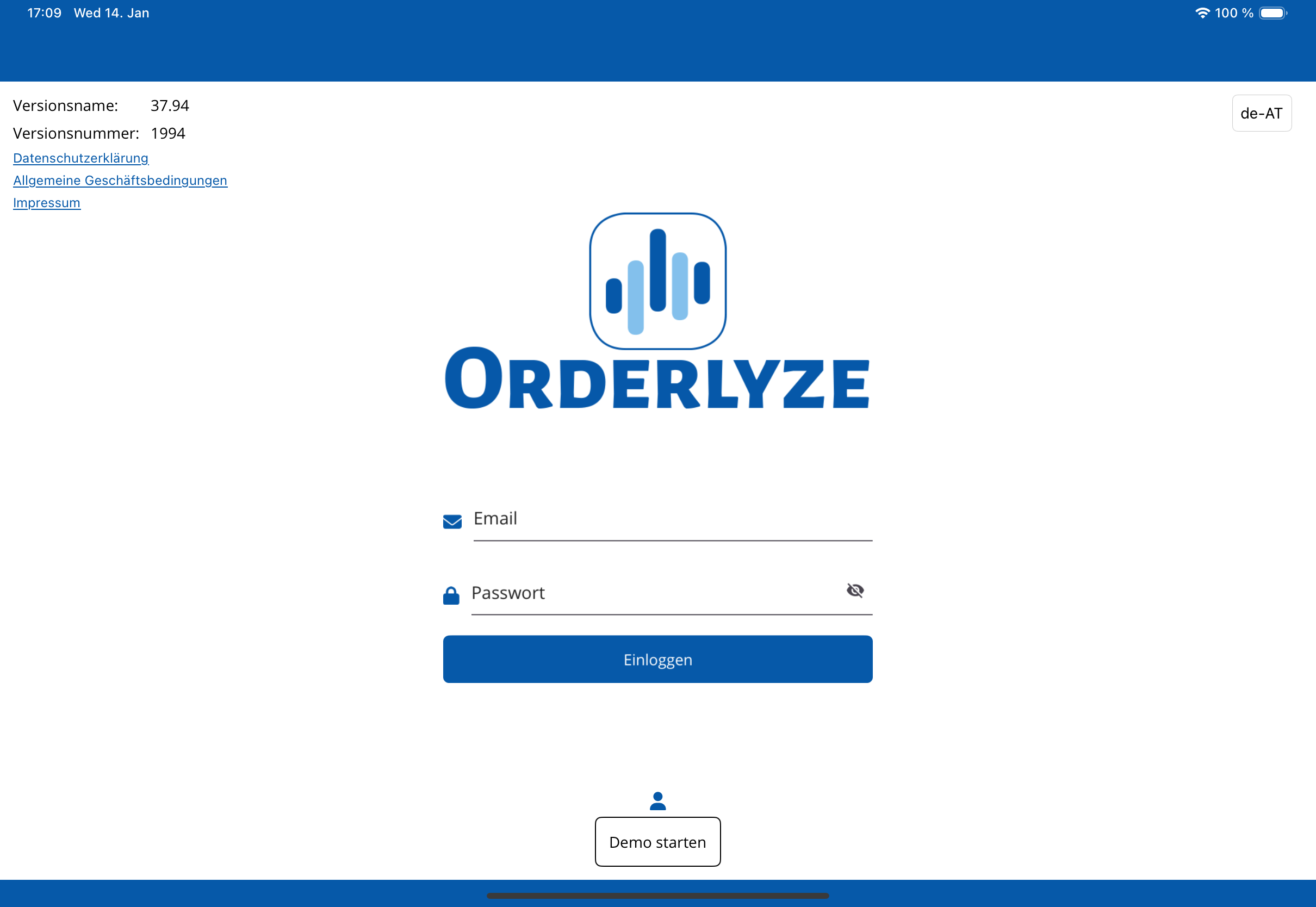 Login Screen (Tablet)
