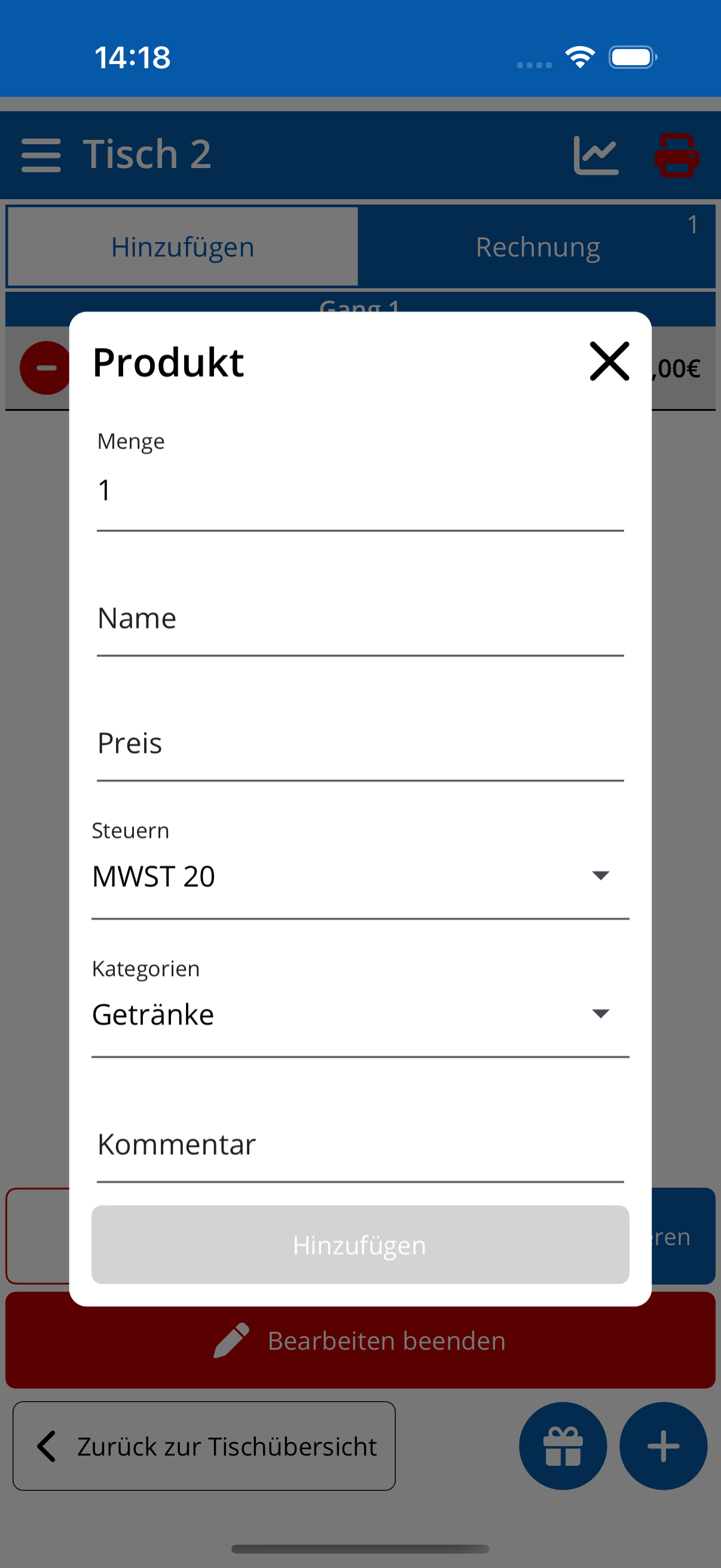 Eigenes Produkt erstellen (Tablet)