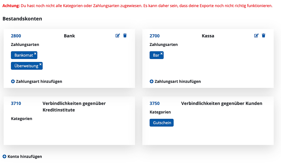 Bestandskonten Übersicht