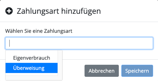 Zugewiesene Zahlungsarten