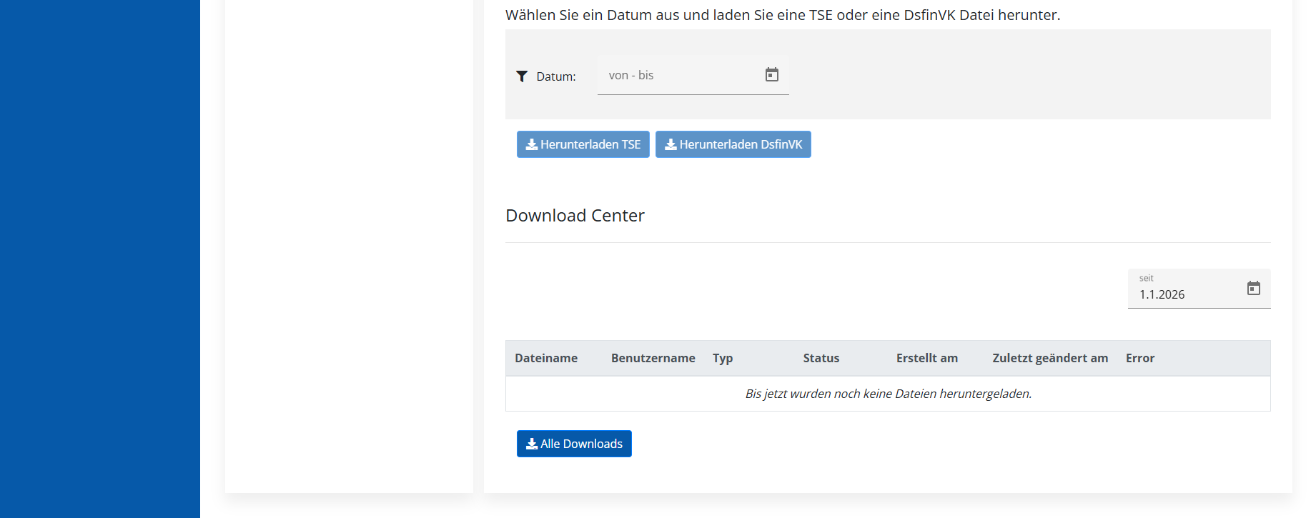TSE und DSFinV-K Download