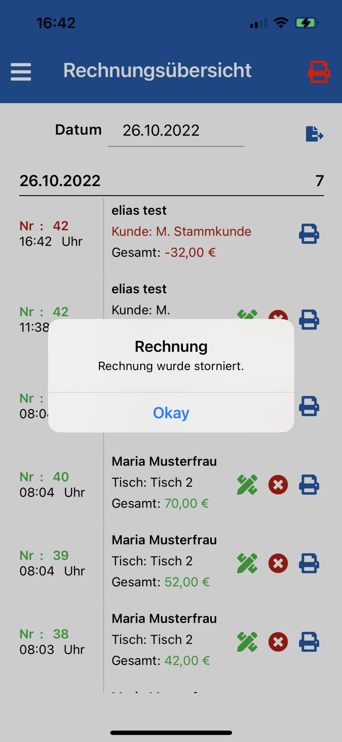 Stornierte Rechnung