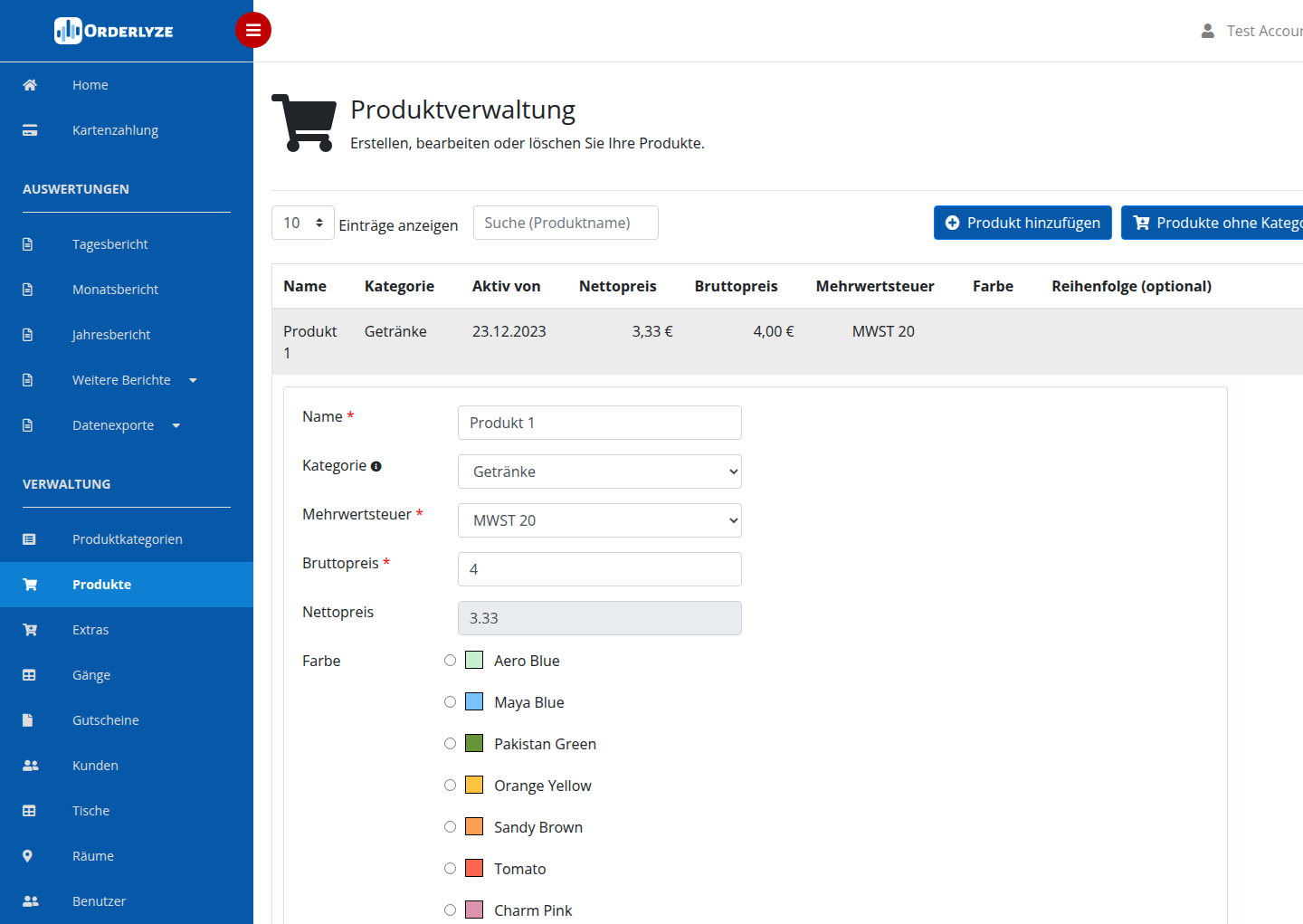 Mehrwertsteuer eines Produkts bearbeiten