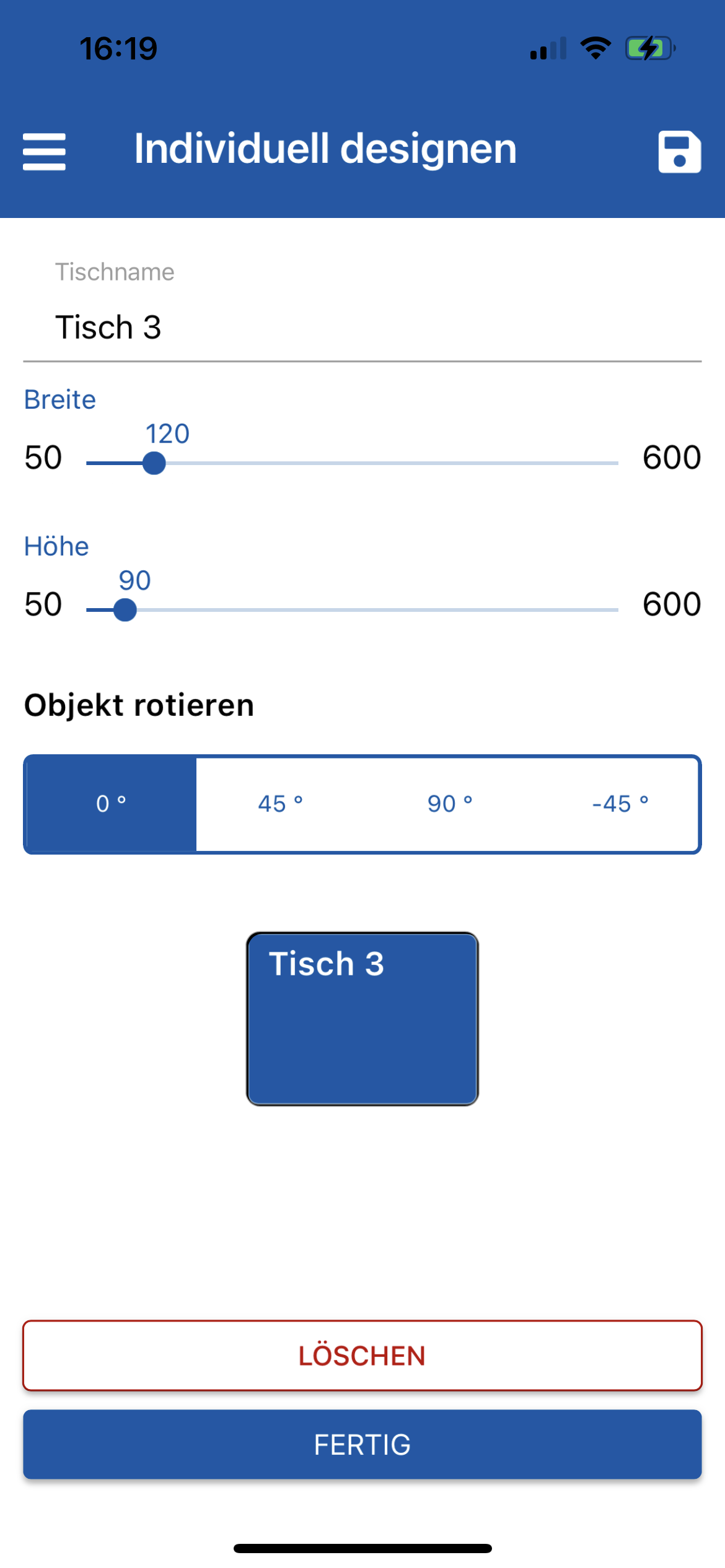 Tisch bearbeiten